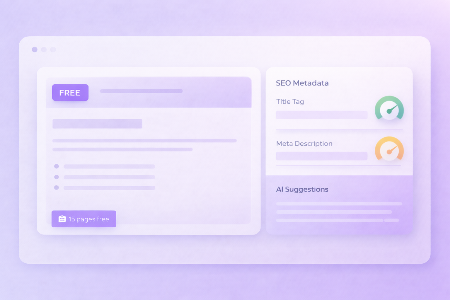 Page analysis view with free tier badge and SEO metadata